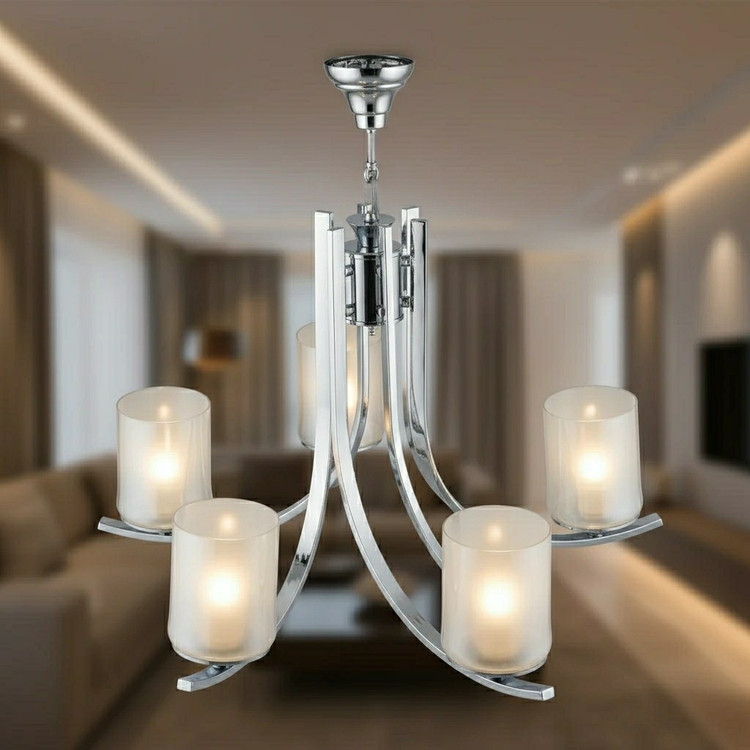 لوستر پذیرایی مدل پیچ 5 شاخه رنگ سیلور