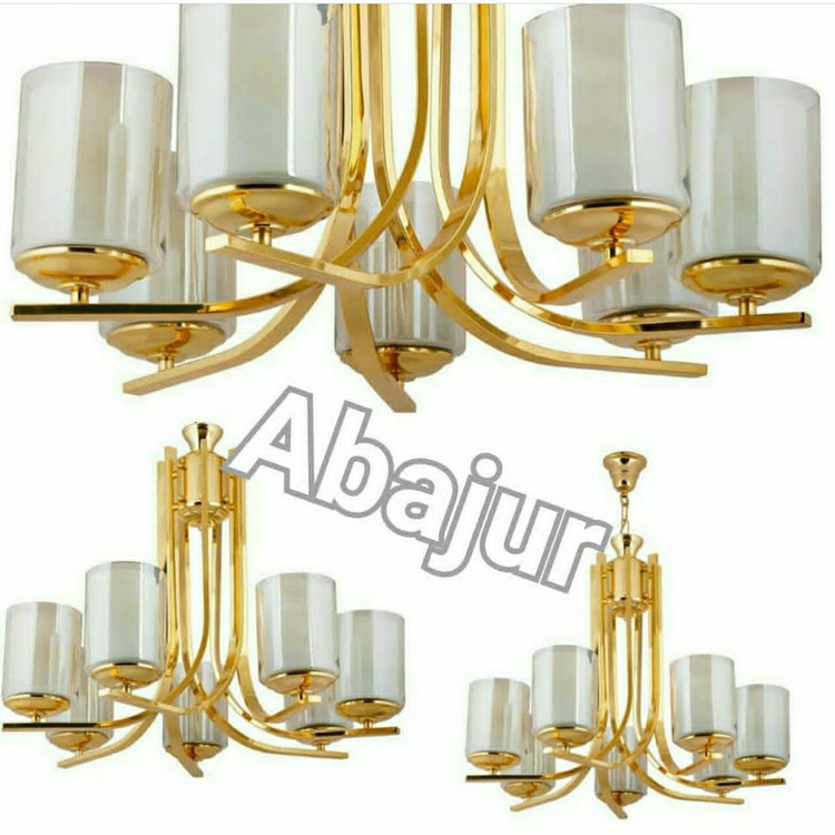 لوستر پذیرایی مدل پیچ 8 شاخه رنگ طلایی