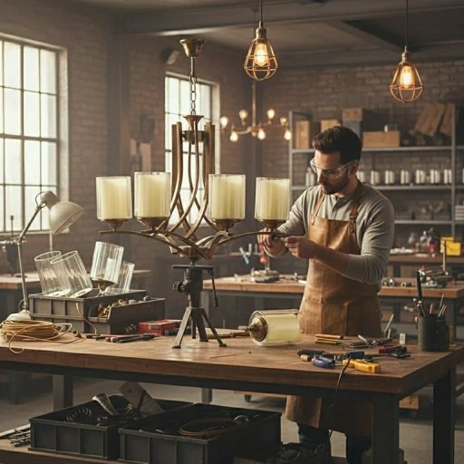 لوستر پذیرایی مدل پیچ دوبل، رنگ زیتونی